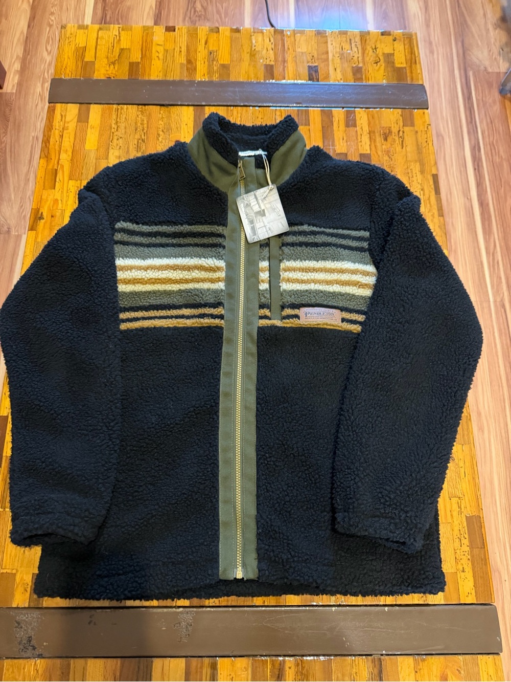 Pendleton Olive Green Jacket with Black Sherpa Trim